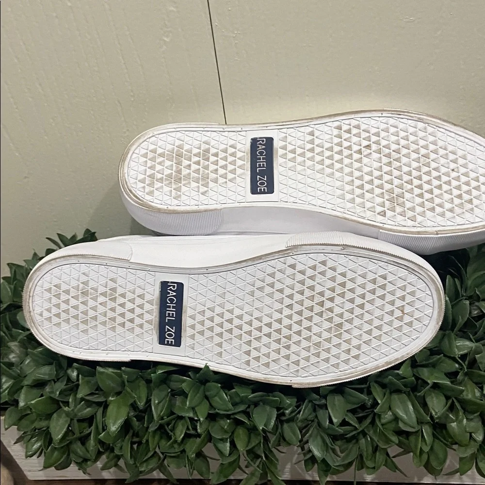 Rachel Zoe Size 10 White Leather Lace Up Sneaker Thick Sole